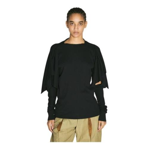 Kiko Kostadinov Draped Circle Jersey Top Black, Dam