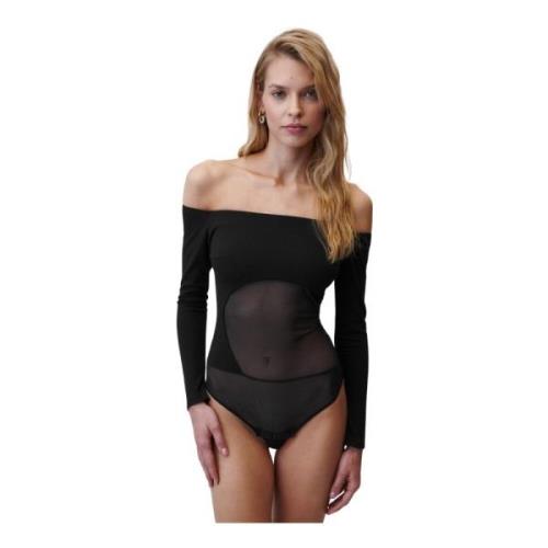 Undress Code Black Bombshell Bodysuit with Open Shoulders Black, Dam