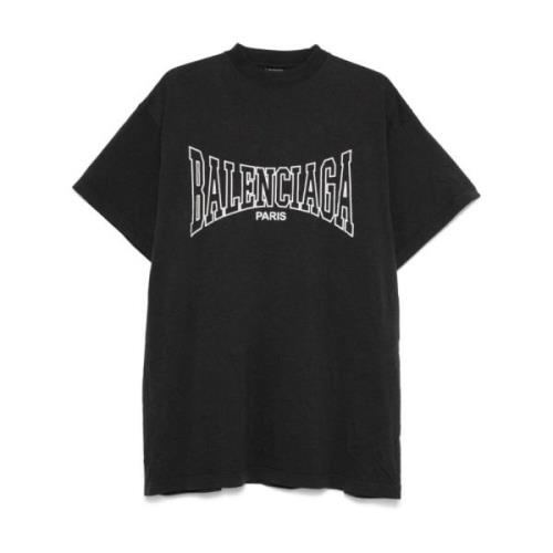 Balenciaga Logo Print Oversized Bomull T-shirt Black, Herr