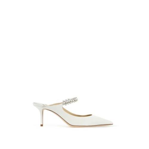 Jimmy Choo Kristalldekorerade Bing satinmules White, Dam