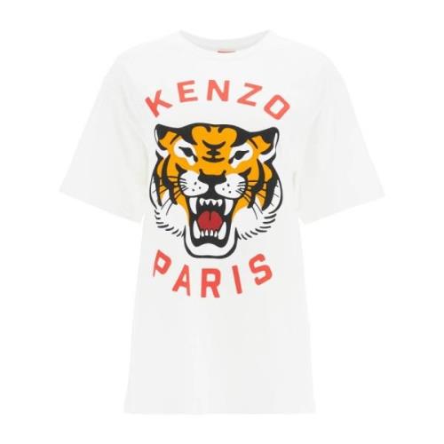 Kenzo Lucky Tiger Crew-Neck T-Shirt White, Dam