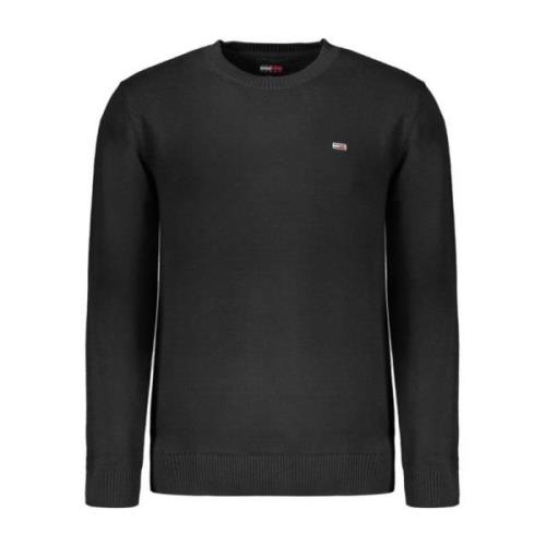 Tommy Hilfiger Svart bomullströja med applikationslogo Black, Herr