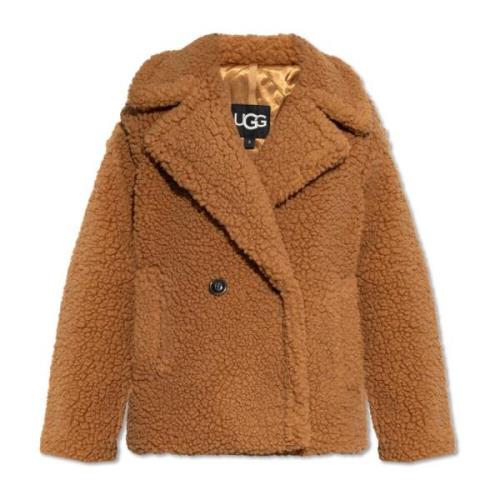 UGG Kort kappa Gertrude gjord av fejkpäls Brown, Dam