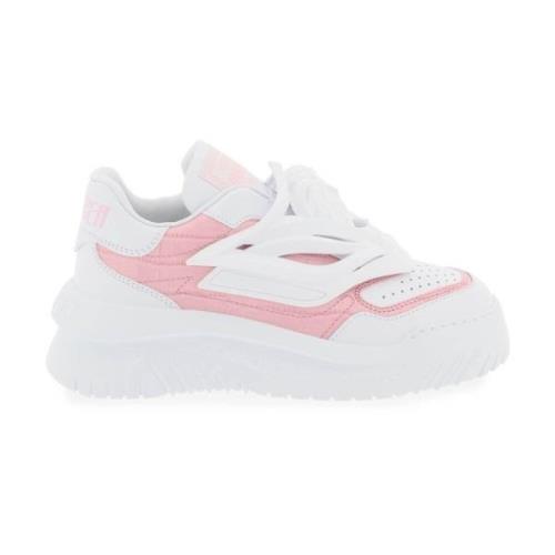 Versace Läder slip-on sneakers med La Medusa Pink, Dam