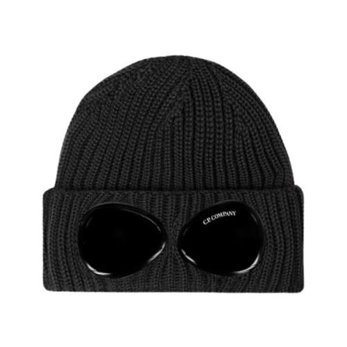 C.p. Company Goggle Beanie i Extra Fin Merinoull Black, Herr