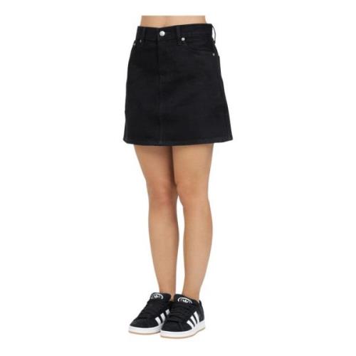 Calvin Klein Jeans Svart Denim A-linje Kjol Black, Dam