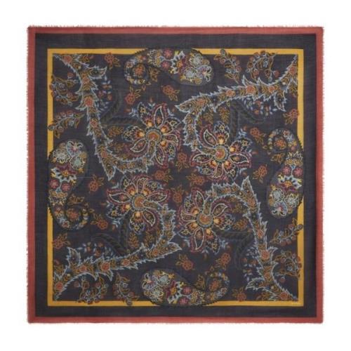 Etro Paisley Dekorativt Kashmir Sidenhalsduk Multicolor, Dam