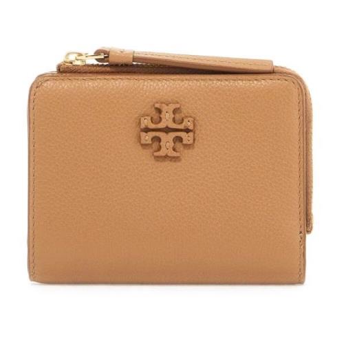 Tory Burch Hamrad läder dubbel fickplånbok Brown, Dam