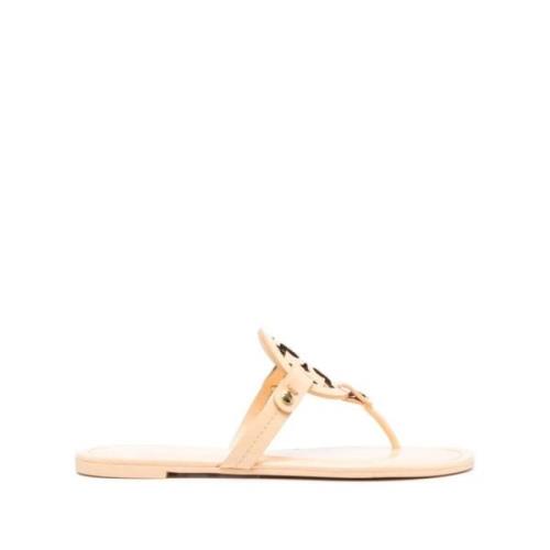 Tory Burch Beige Slip-On Sandaler med Logotyp Beige, Dam