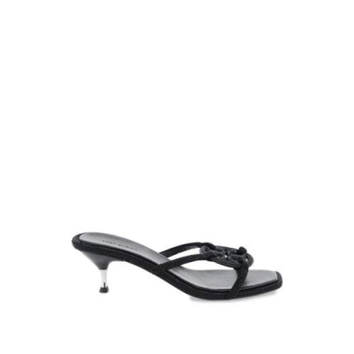 Tory Burch Kristall Pavé Lädersandaler Black, Dam