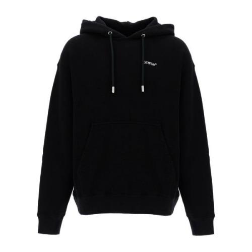 Off White Windy Arrow Hoodie med Texturerat Tryck Black, Herr