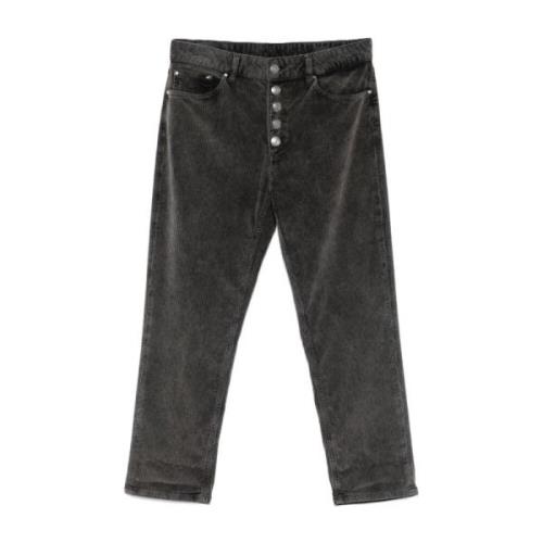 Dondup Svarta Corduroy Jeans Knappgylf Black, Dam