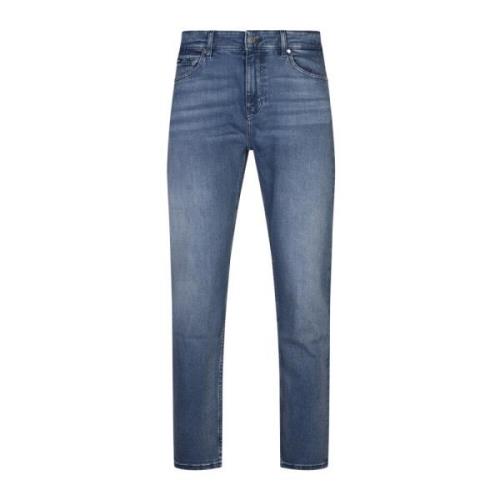 Hugo Boss Blå Denim Straight Fit Jeans Blue, Herr