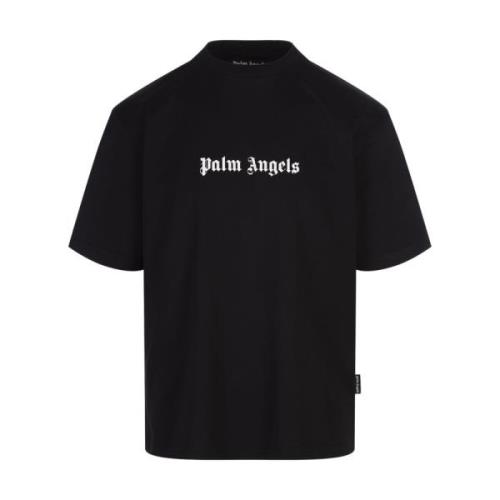 Palm Angels Svart Bomull T-shirt med Tryckt Logotyp Black, Herr