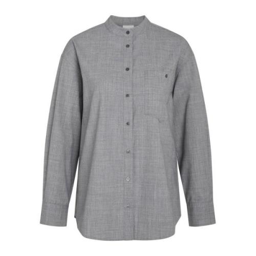 Heartmade Modern Oversized Mandarin Krage Skjorta Grå Gray, Dam