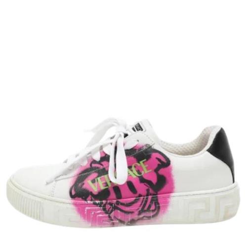 Versace Pre-owned Pre-owned Laeder sneakers White, Dam