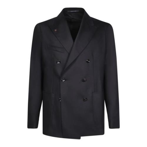 Tagliatore Svart Ull Silke Blazer Elegant Stil Black, Herr