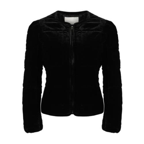 Isabel Marant Svart Quiltad Jacka, Puff Ärmar, Satin Foder Black, Dam