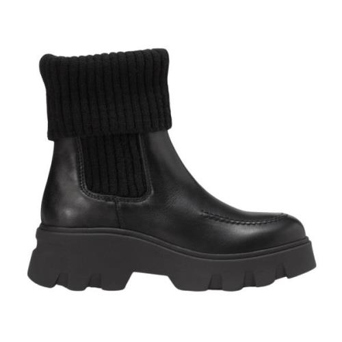 Marc O'Polo Chelsea boot med stickad mudd Black, Dam