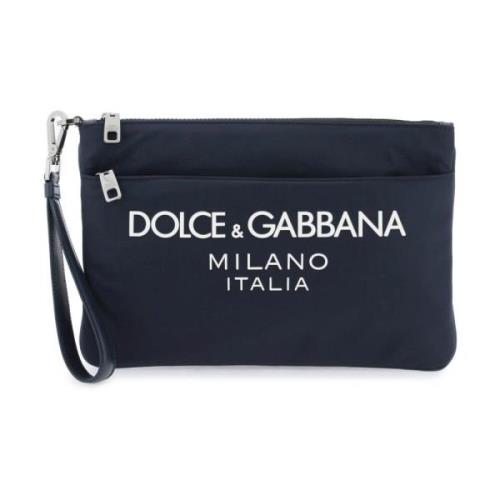 Dolce & Gabbana Nylonpåse med Gummilogo Blue, Herr