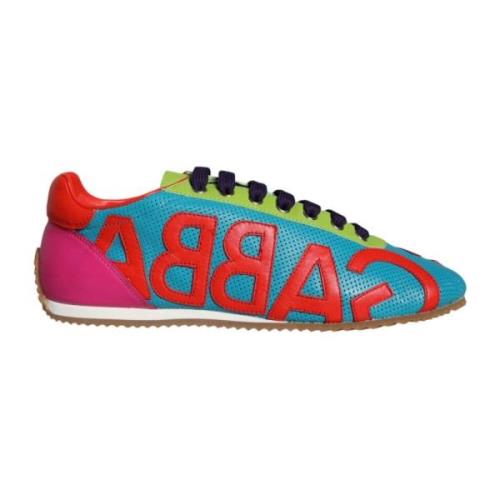 Dolce & Gabbana Multicolor Läder Logo Låg-Top Sneakers Multicolor, Dam