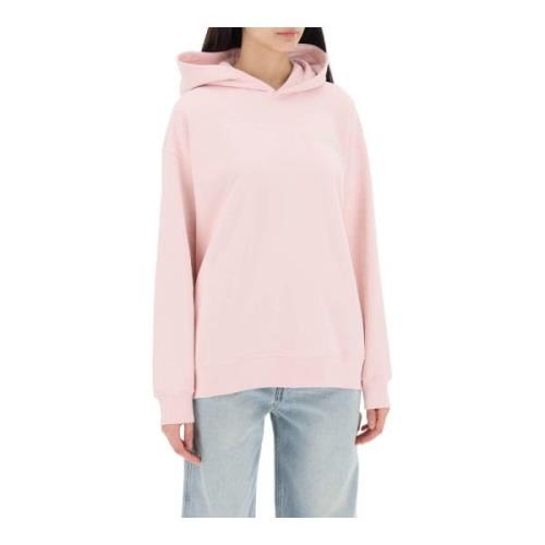 Ganni Hoodie med broderat logotyp i Isoli-tyg Pink, Dam