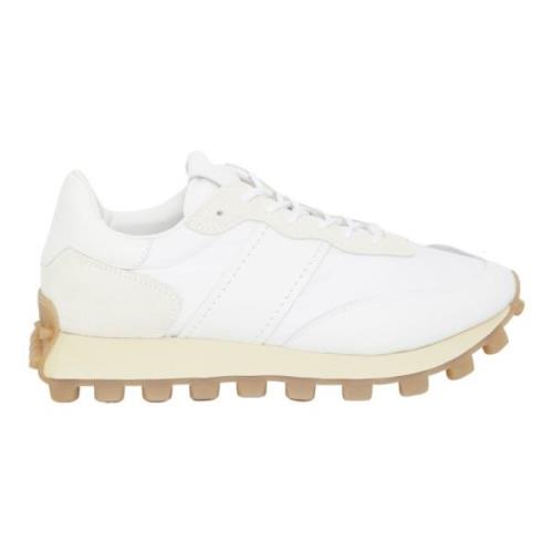 Tod's Vita Lädersneakers med Gummi Pebble Yttersula White, Herr