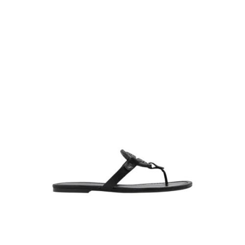 Tory Burch Svarta Läder Miller Slides Black, Dam