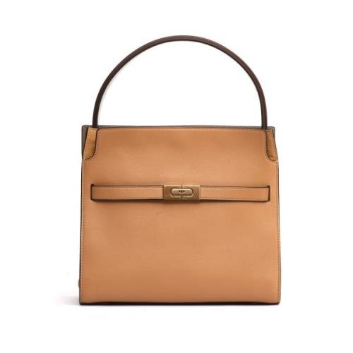 Tory Burch Mörk Sand Axelväska Double LEE Radziwill Brown, Dam