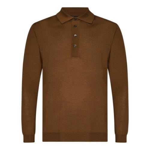 Low Brand Lyxig Brun Merinoull Polo Tröja Brown, Herr