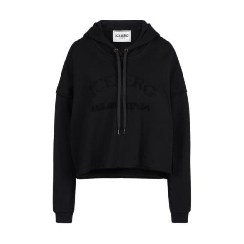 Iceberg Kort sweatshirt med huva Black, Dam