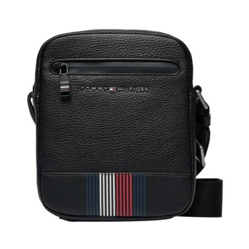 Tommy Hilfiger Svart Axelväska med Läderdetaljer Black, Herr