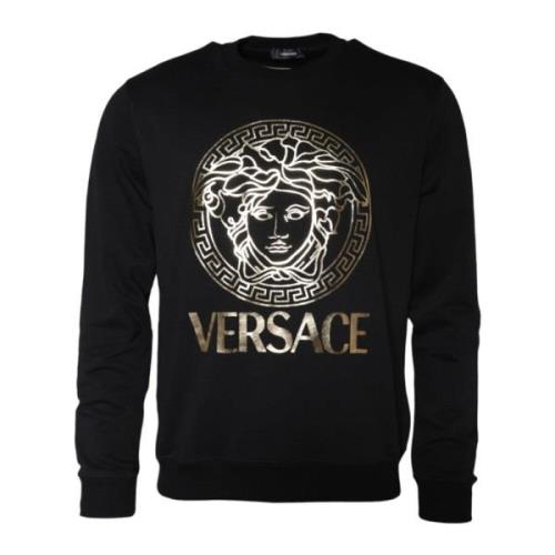 Versace Svart Bomull Crew Neck Sweatshirt Black, Herr