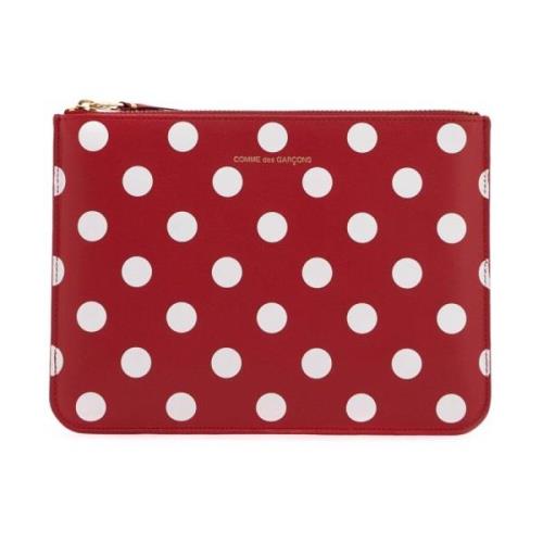 Comme des Garçons Polka Dot Läderpåse Väska Red, Dam