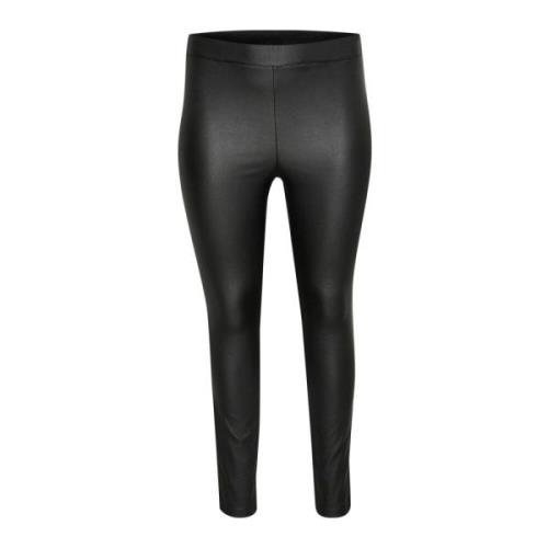 Kaffe Curve Slim-fit Coated Jeggings Svart Djup Black, Dam