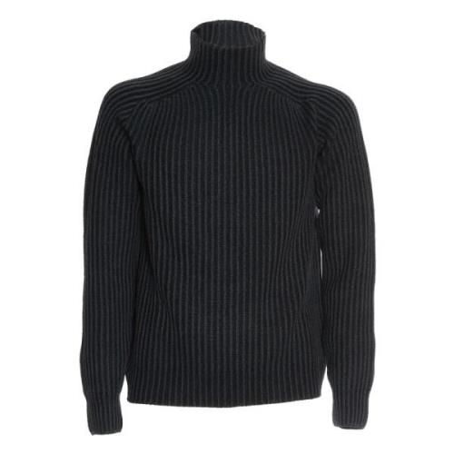 04651/ A trip in a bag Navy Wool Mockneck Sweater Aw24 Blue, Herr