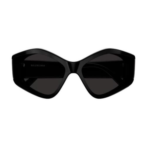 Balenciaga Oversized Acetat Solglasögon med Balenciaga Logo Print Blac...