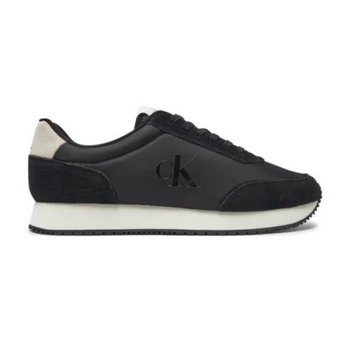 Calvin Klein Retro Runner Sneakers i Faux Läder Black, Herr