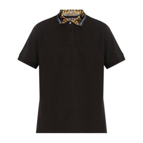 Versace Jeans Couture Polo med Barocco-tryck på kragen Black, Herr