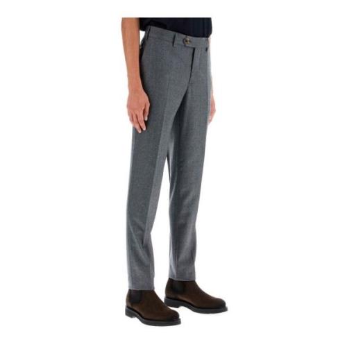 Brunello Cucinelli Italienska Fit Flanellbyxor Gray, Herr