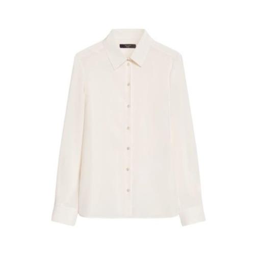 Max Mara Weekend Silke Crêpe de Chine Klassisk Skjorta White, Dam