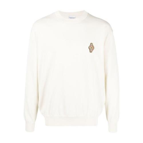 Marcelo Burlon Sunset Cross Stickad Basic Crew Beige, Herr