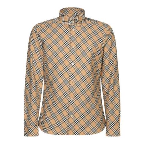 Burberry Beige Tartan Skjorta Klassisk Stil Beige, Herr