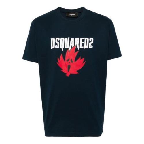 Dsquared2 Blått Tryck T-shirt och Polo Blue, Herr