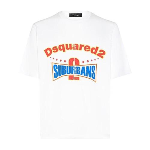 Dsquared2 Avslappnad Bomull T-shirt White, Herr