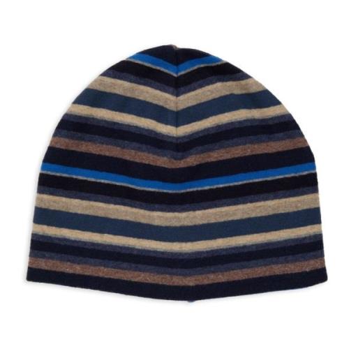 Gallo Unisex blå fleecebeanie med flerfärgade ränder Multicolor, Unise...