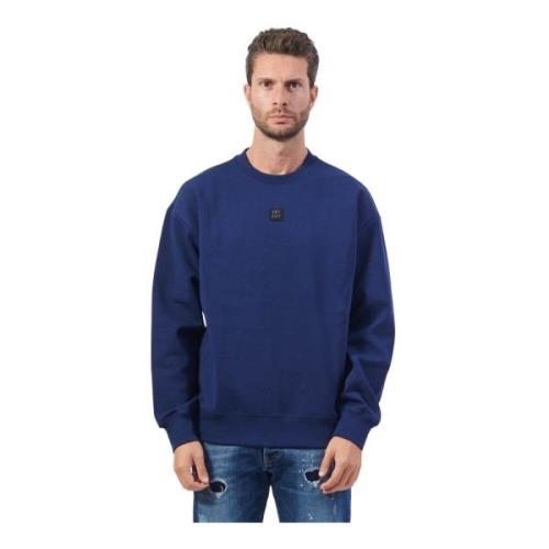 Hugo Boss Blå Regular Fit Bomulls Sweatshirt Blue, Herr