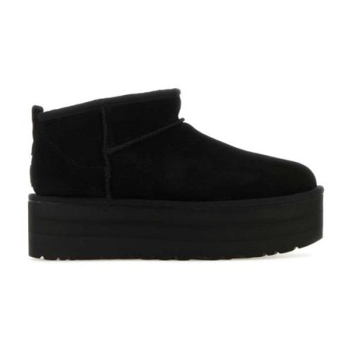 UGG Klassiska Svarta Mocka Plattform Ankelboots Black, Dam