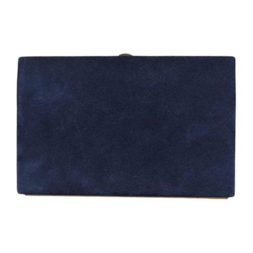 Dolce & Gabbana Blå Mocka Clutch med Kortplatser Blue, Dam