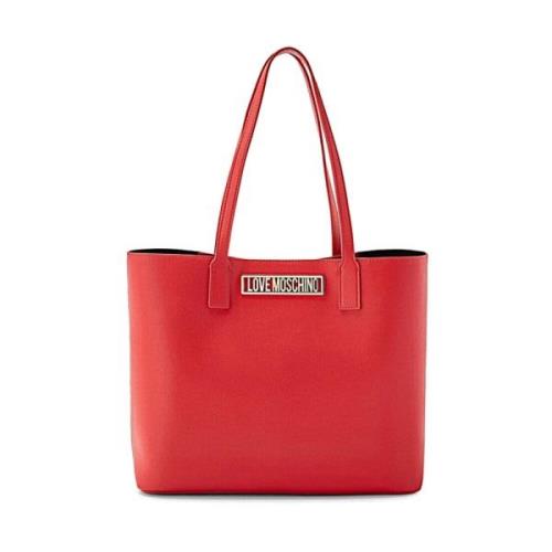 Love Moschino Stilren Läder Väska Red, Dam